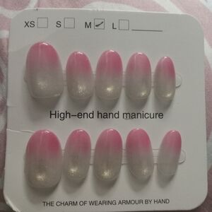 High-End Pink and White Press-On Nails